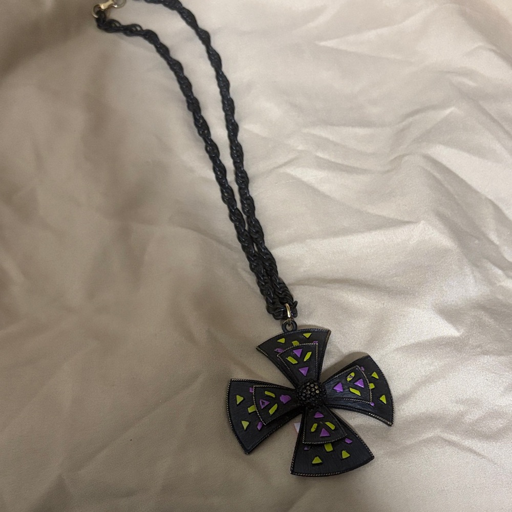 Chic Black and Purple Cross Pendant Necklace